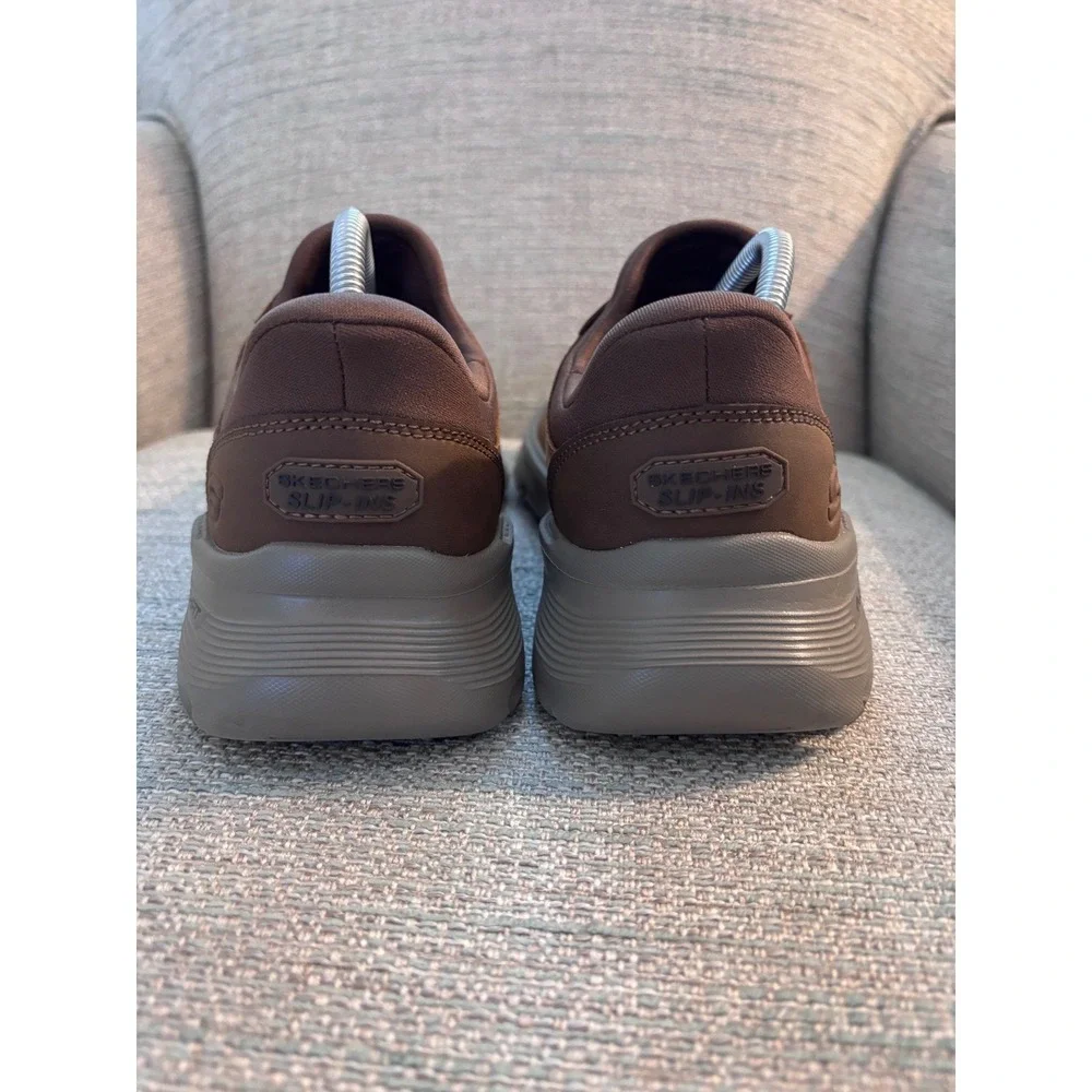 Skechers Hands Free Slip-ins Arch‎ Fit Brown Leather Shoes 205511 Mens 8
